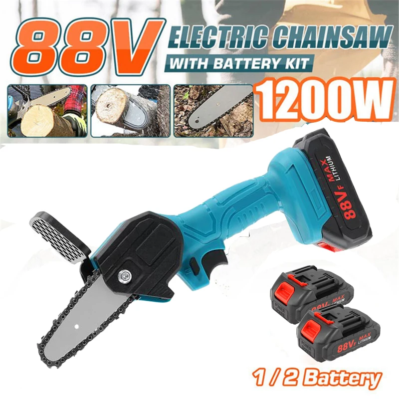 4 дюйма Электрическая цепная пила 88V Мини Обрезка Деревообработка регистрации