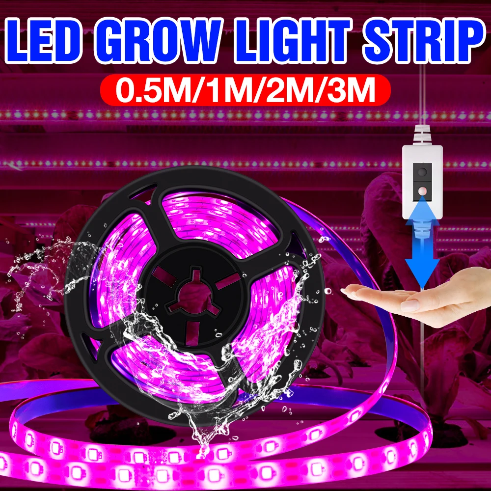 

USB 5V Grow Lamp LED Full Spectrum Plant Grow Light Strip 1m 2m 3m Phyto Lampy Tape For Seed Flower LED Greenhouses Fitolampe