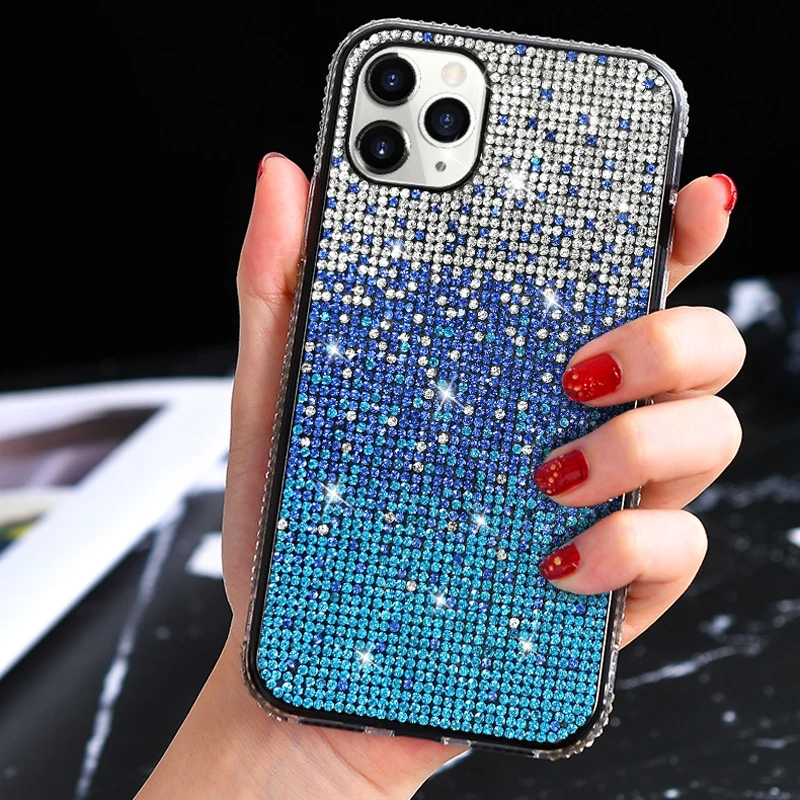 

Gradient Diamond Phone Case For Iphone 13 12 Promax 11 Pro X XR XS 12 Mini Dirt-resistant Anti-knock Cheap Jewelled Phone Cases