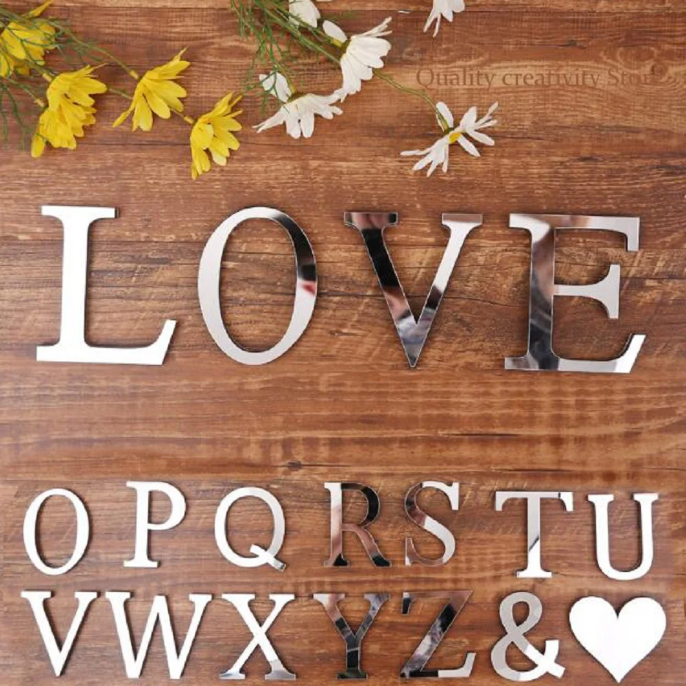 Свадебные буквы &quotLove&quot Английский 3D зеркальные настенные наклейки букв