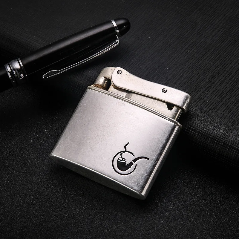 

Nostalgic Retro Vintage Pure Copper Button Type Grinding Wheel Windproof Kerosene Lighter High-end Lighter Smoking Accessories