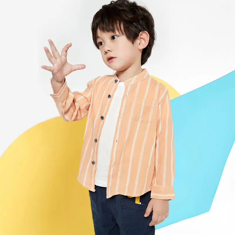 

Boys striped shirt long-sleeved spring and autumn 2021 new spring children's cotton shirt baby Korean style foreign shirt P5818