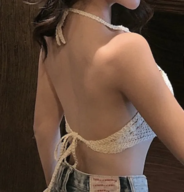 Женские укороченные топы без рукавов с вырезами пляжная одежда открытой спиной