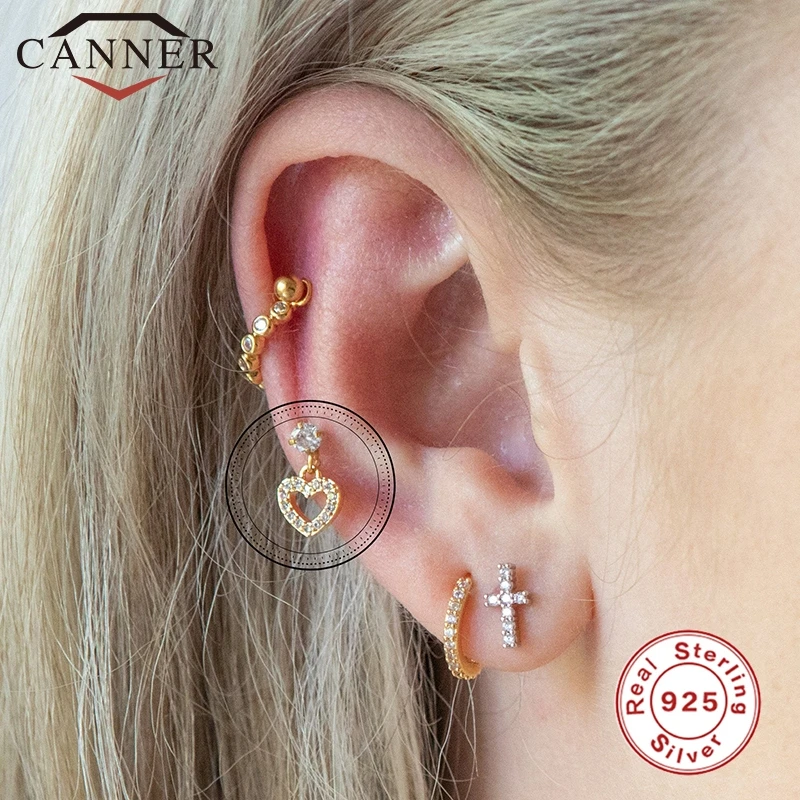 Женские серьги-гвоздики CANNER серьги из настоящего стерлингового серебра 100% пробы