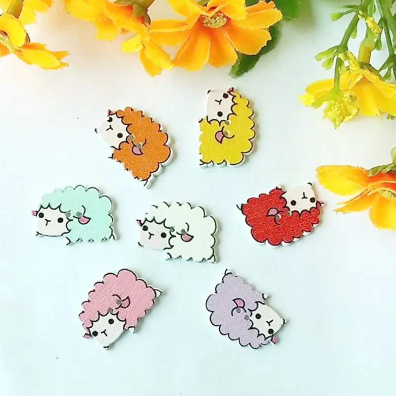 50 шт./упак. 17x25 мм 2 отверстия, смешанные натуральные овцы, скрапбукинг, декоративные элементы, рукоделие, кнопки