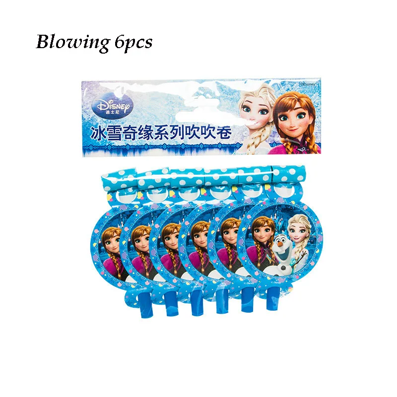 Blowing 6pcs Дисней Холодное сердце принцесса Снежная королева тематическая вечеринка на день рождения украшения Детские вечерние принадлежности для девочек Декор Детский день рождения набор посуды - Color: Blowing 6pcs