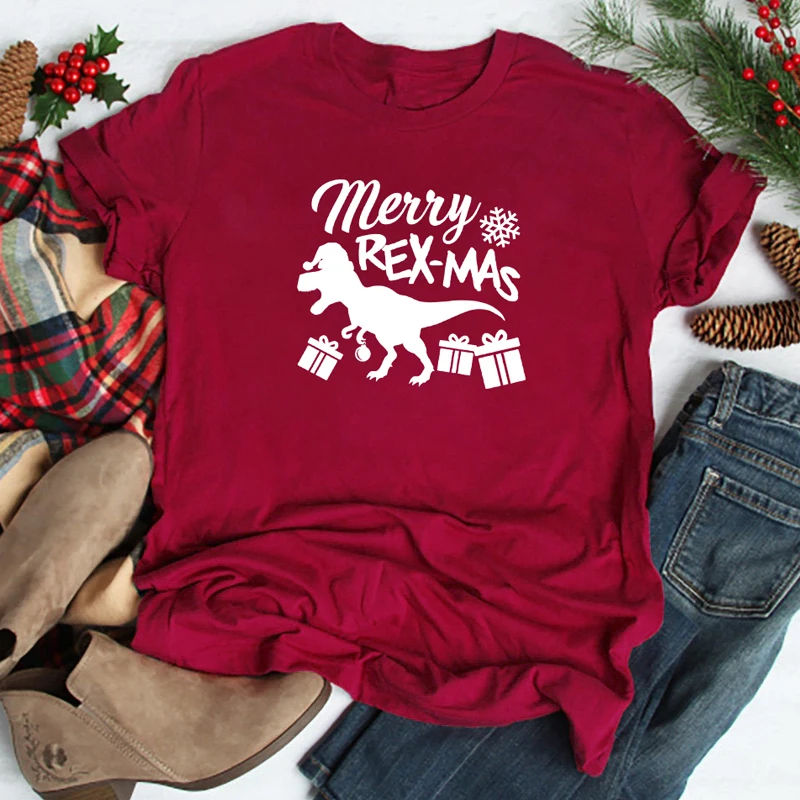 Веселая Рождественская женская футболка с графикой хлопковая Футболка круглым