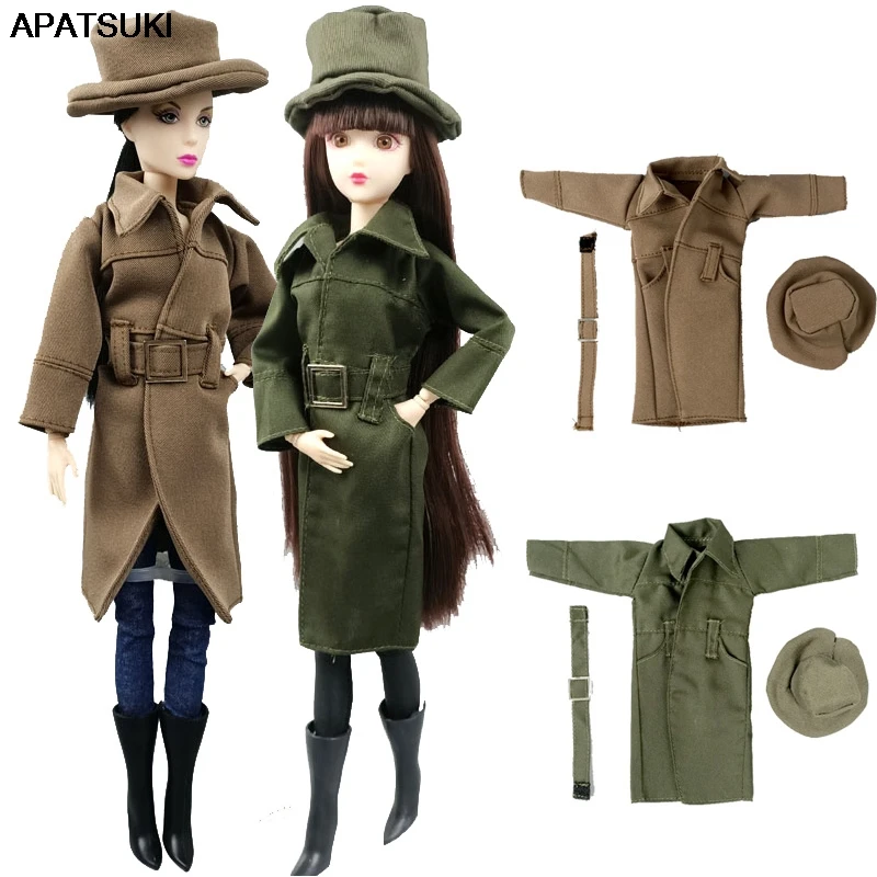 Модный костюм зимняя куртка пальто Тренч для куклы Барби наряды одежда с шапкой