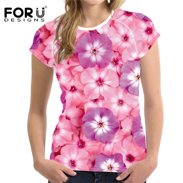 FORUDESIGNS футболка с цветочным рисунком, 3D Рисунок маслом, футболки для женщин, футболки для девочек, эластичные дышащие футболки, повседневная футболка женска - Цвет: Y0968BV