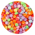 Набор бусин для изготовления браслетов, разноцветные смешанные пластиковые бусины россыпью, бусины ABCбусины в форме сердца, бусины с цветными буквами, 100 шт.