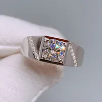 Luxurious 9K White Gold Men Ring 1ct Carat D Color Moissanite stone Engagement ring Anniversary giftmoissanite Jewellery