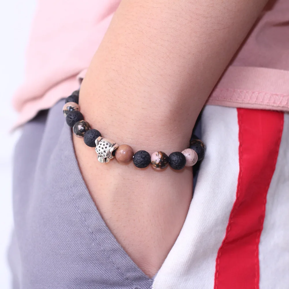 Браслет для йоги мужской модный браслет из натурального вулканического камня с