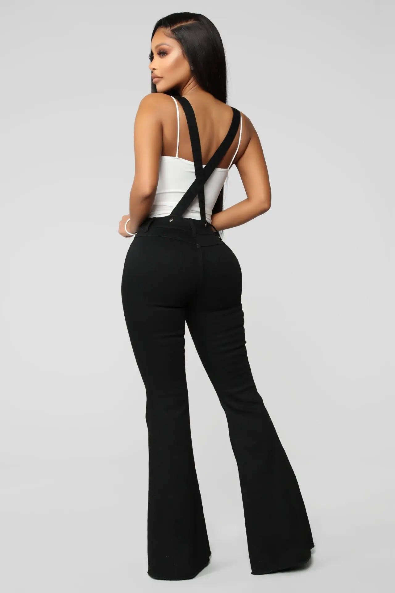 Однотонные белые брюки клеш Жан для женщин Демисезонный Широкие штаны размера