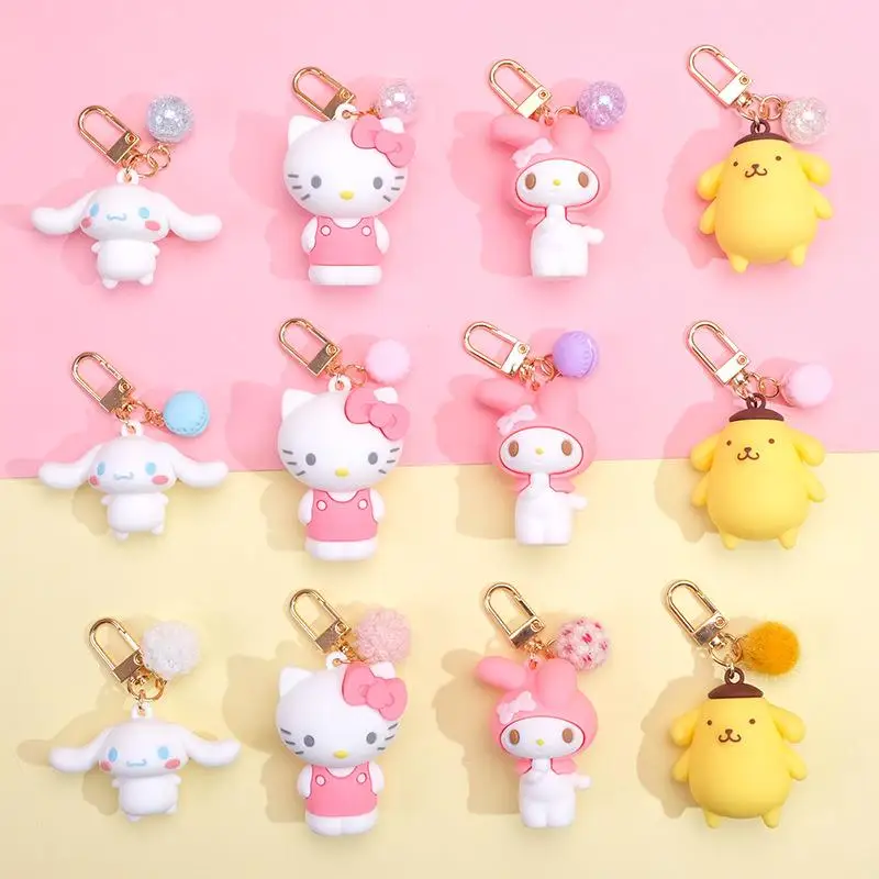 

Kawaii Sanrioed Keychain Toys Cartoon Anime Figure My Melody Cinnamoroll Kitty Bag Pendant Decorate Toys for Girls Navidad Gift
