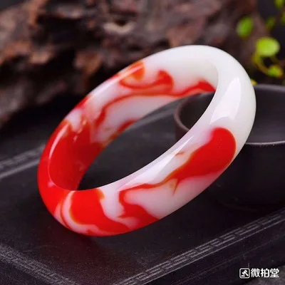 

Браслет из натурального нефрита и крови 54-64 мм, элегантное ювелирное изделие принцессы, подарок для матери подруге