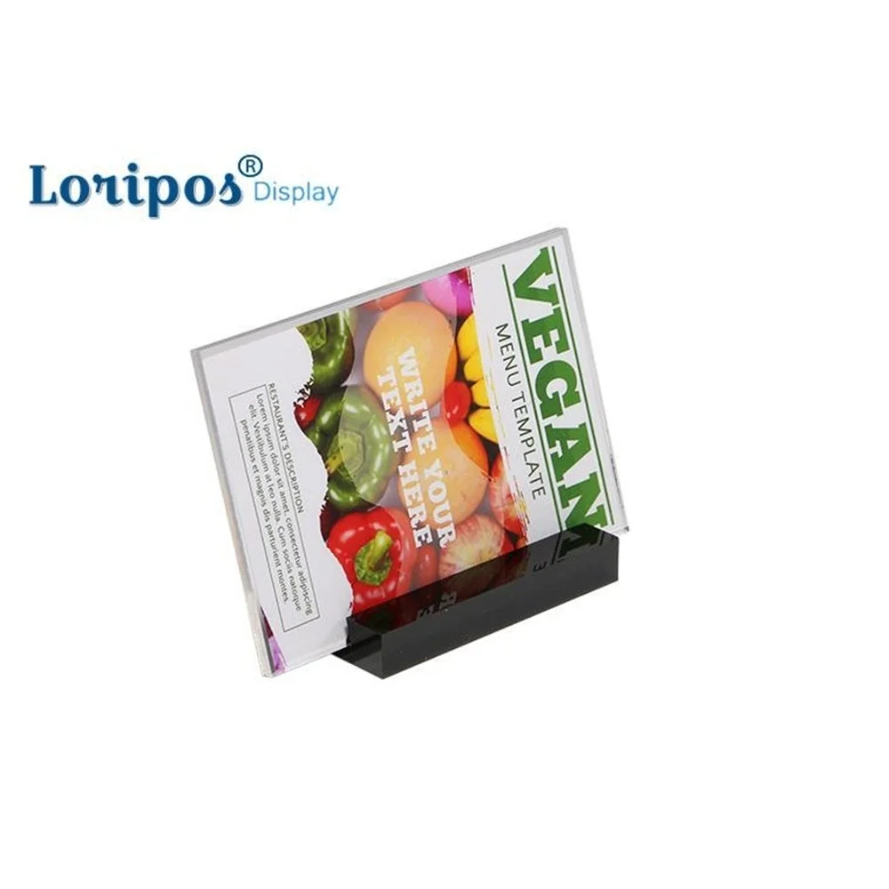 Акриловый держатель знака 90*60 мм подставка наклонная рамка черный блок