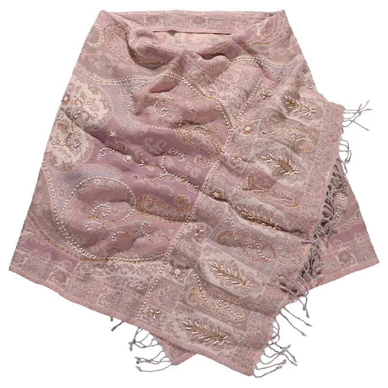 Богемный 100% шарф из мериносовой шерсти женский палантин осень зима толстый