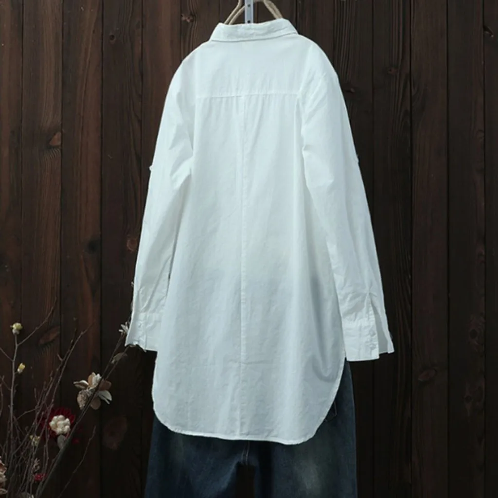 

Fashion Solid Long Blouse Shirt Loose Bottons Tops Tee Casual Autumn Winter Tops Ladies Female Women Long Sleeve Blusas Pullover