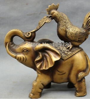 Бесплатная доставка этнический Китайский Бронзовый петуха руйи на слоне