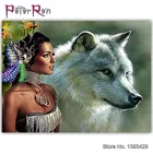 Сделай Сам Алмазная картина животное красота Алмазная вышивка волк девочка Вышивка крестом полностью квадратная или Круглая Мозаика Стразы черная женщина