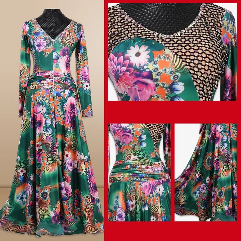 Испанское танцевальное платье стандартный бальный для румбы вальса foxtrot Платье