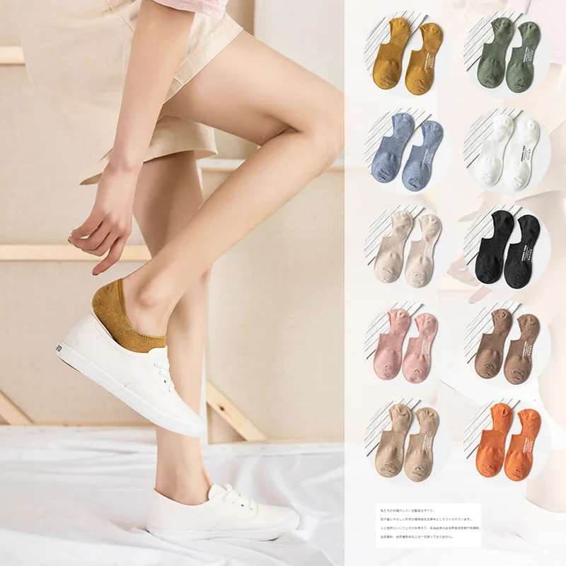 CA076 10 пар простые милые короткие носки дышащие женские хлопковые незаметные с