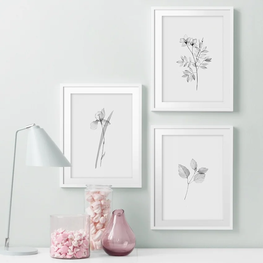 

Minimalism Black White Leaf Flower Wall Art Canvas Painting Nordic Posters And Prints Plant Wall Pictures For Living Room Decor