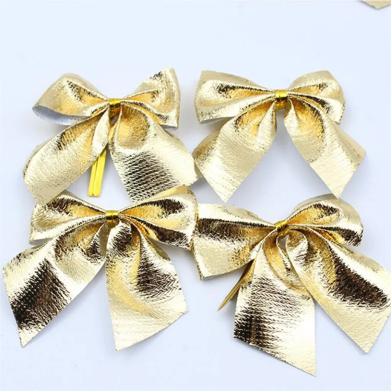 

12pcs Red Christmas Bows Hanging Decorations Gold Silver Bowknot Christmas Tree Ornaments New Year Xmas Party Gift Decor