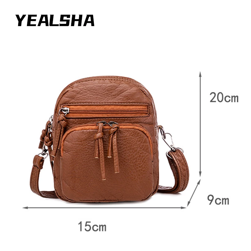 

Messenger Bag Female Small Bag Soft Leather Shoulder Bag Retro Fashion Multi-Layer Large-Capacity Mobile Phone Bag
