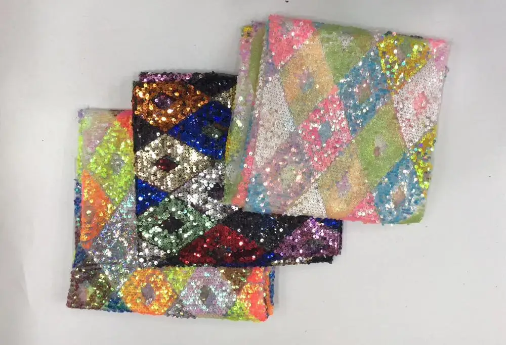 

Madison 2021 High Quality French 3D Tulle African Lace Fabric Multcolor Sequins Embroidered Nigerian Lace Fabric For Party Dress