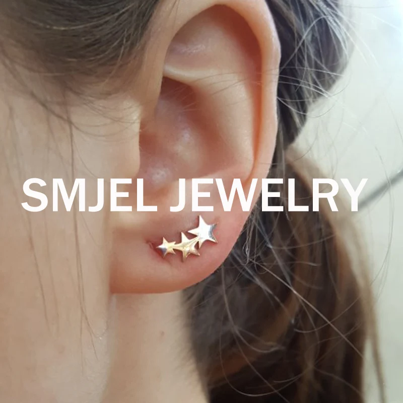 

2020 Stainless Steel Earrings Geoemetric Women Men Hip hop Black Three Star Triangle Stud Earring Fashion Jewelry Gift Friend