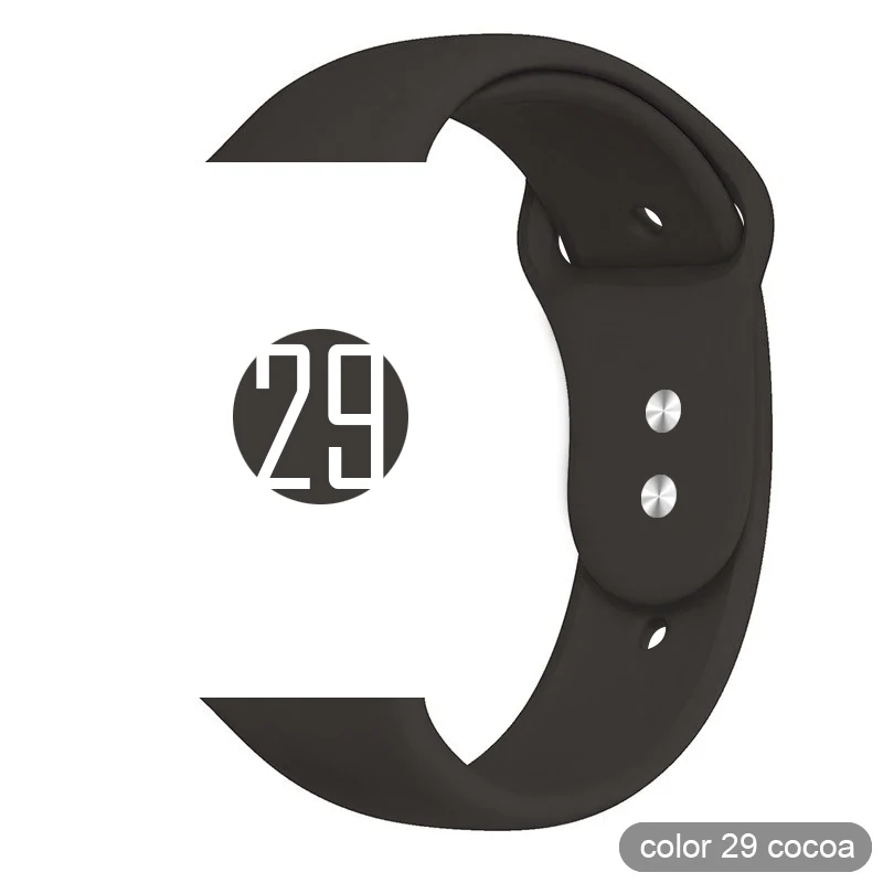 Мягкий силиконовый спортивный ремешок для Apple Watch 5 4 3 2 1 38 мм 42 мм, резиновый ремешок для часов Iwatch series 5 4 40 мм 44 мм - Цвет ремешка: 29 cocoa
