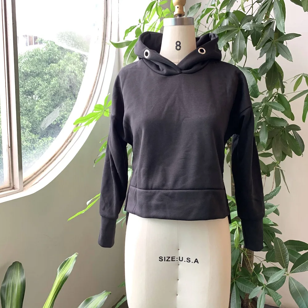 Женская однотонная толстовка с капюшоном элегантный пуловер для офиса в