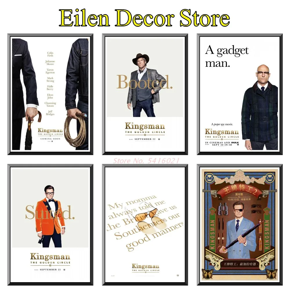 

Kingsman: The Golden Circle Movie Poster Posters & Prints Funny Wall Decoration Poster Wall Art Print Retro 42X30cm