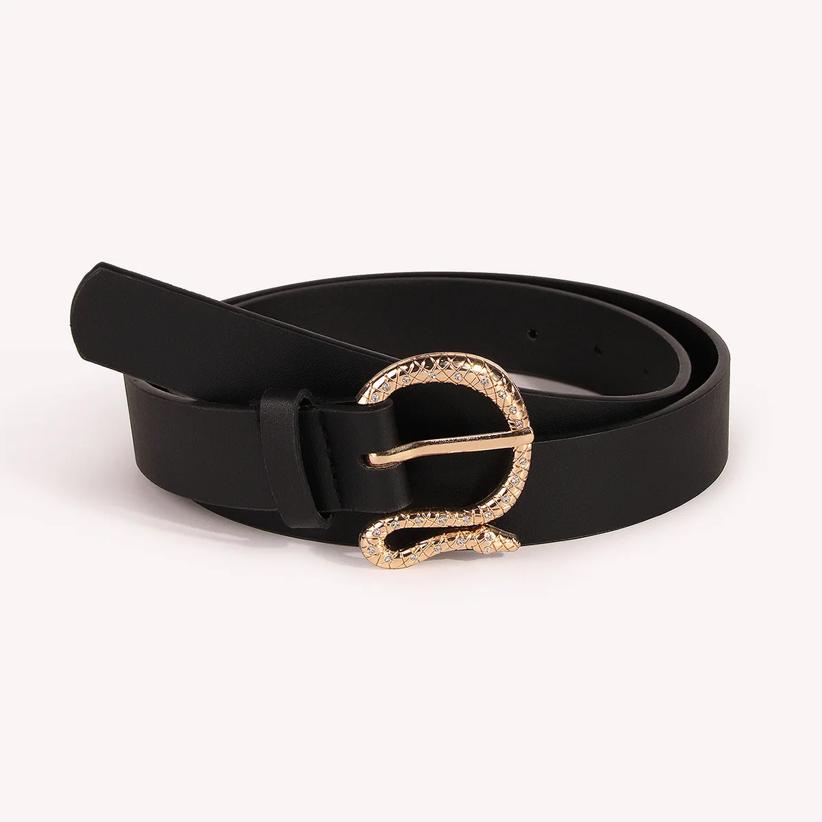 

Designer Belts For Women High Quality Round Snake Buckle Jeans Belt Black Pu Leather Men Women Luxury Cummerbunds