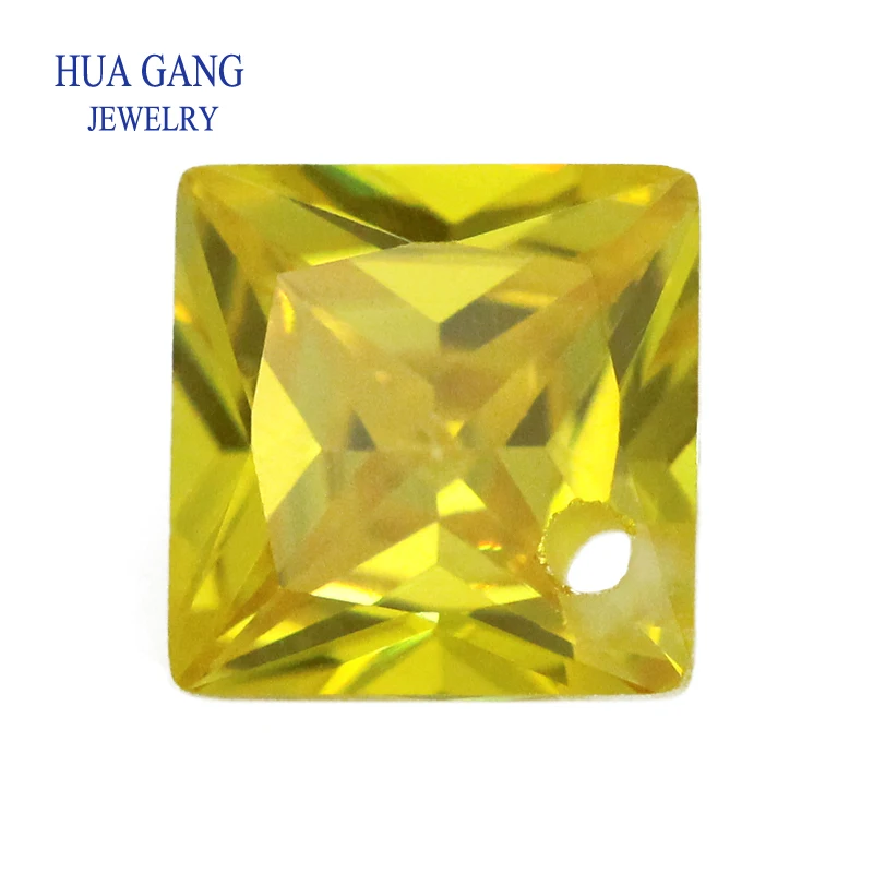 

Yellow Loose CZ Stones Beads Gem With Hole AAAAA Square Shape Cubic Zirconia Stone For Jewerly Making 4x4~12x12 High Quality