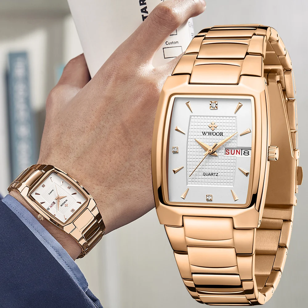 

WWOOR Fashion Date Quartz Men Watches Top Brand Luxury Male Clock Waterproof Luminous Sport Mens Wristwatches Relogio Masculino