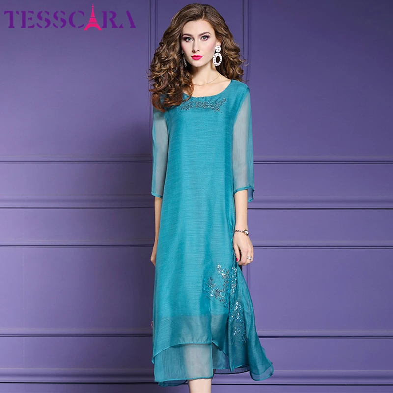 Женское элегантное мягкое шифоновое платье TESSCARA женское дизайнерское