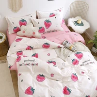 bedding set luxury cute strawberry print housse de couette king size bedding set bed sheets and pillowcases home textile