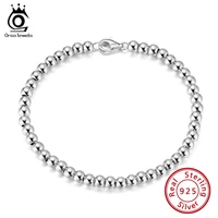 orsa jewels 925 sterling silver italian handmade round ball bead strand bracelet 4mm chain bracelet for women 16 5 18 20cm sb103