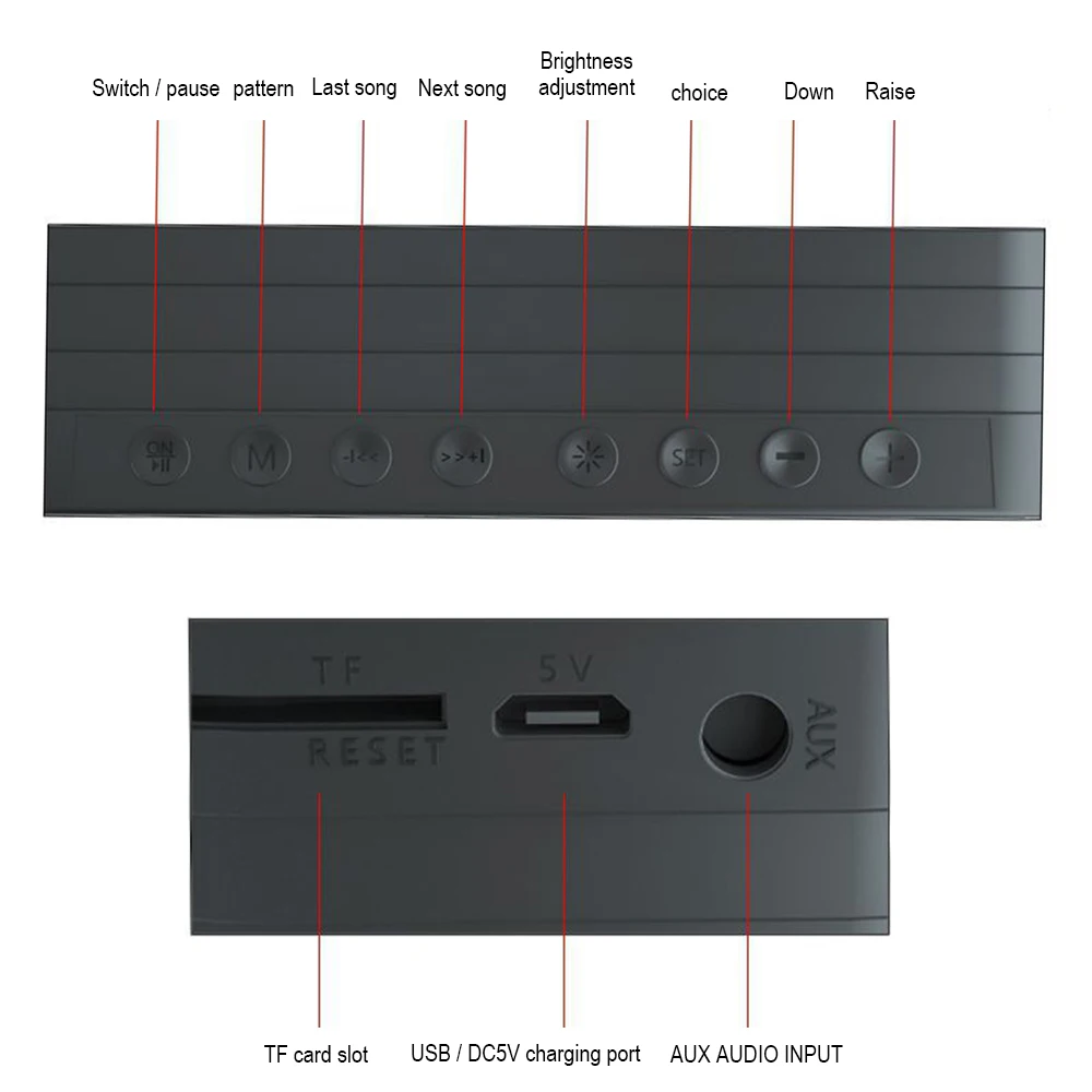 Светодиодный Будильник HiFi с зеркальным экраном сабвуфер часы-настольные