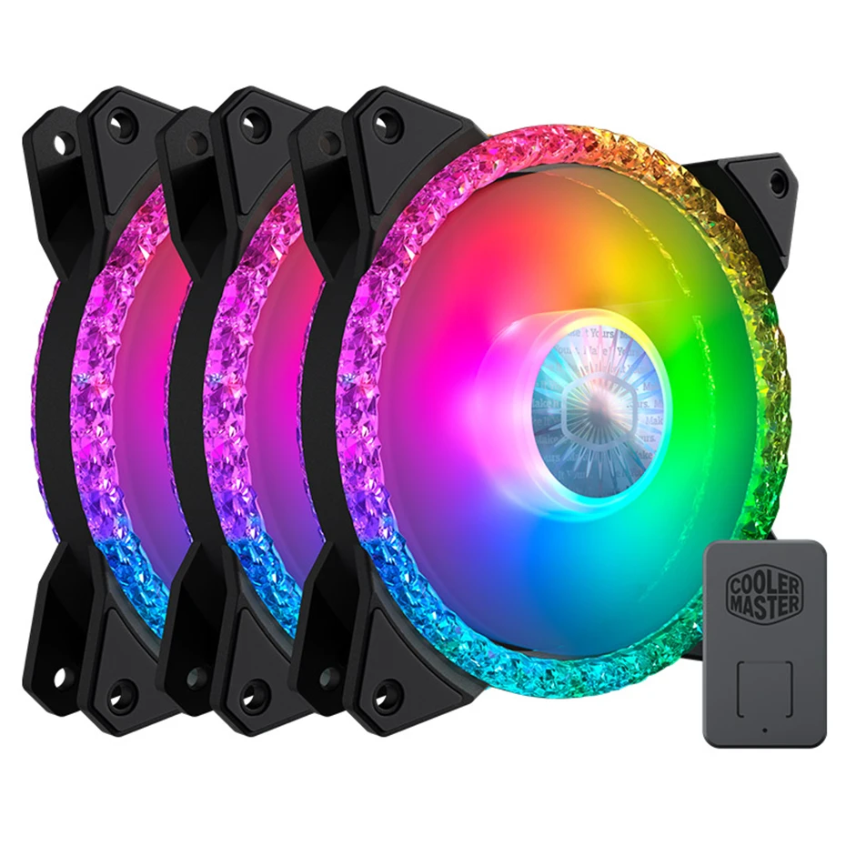 

CoolerMaster MASTERFAN MF120 PRISMATIC 3-in-1 cooling fan ARGB 120mm Quiet Radiant Crystalline lighting effect with controller