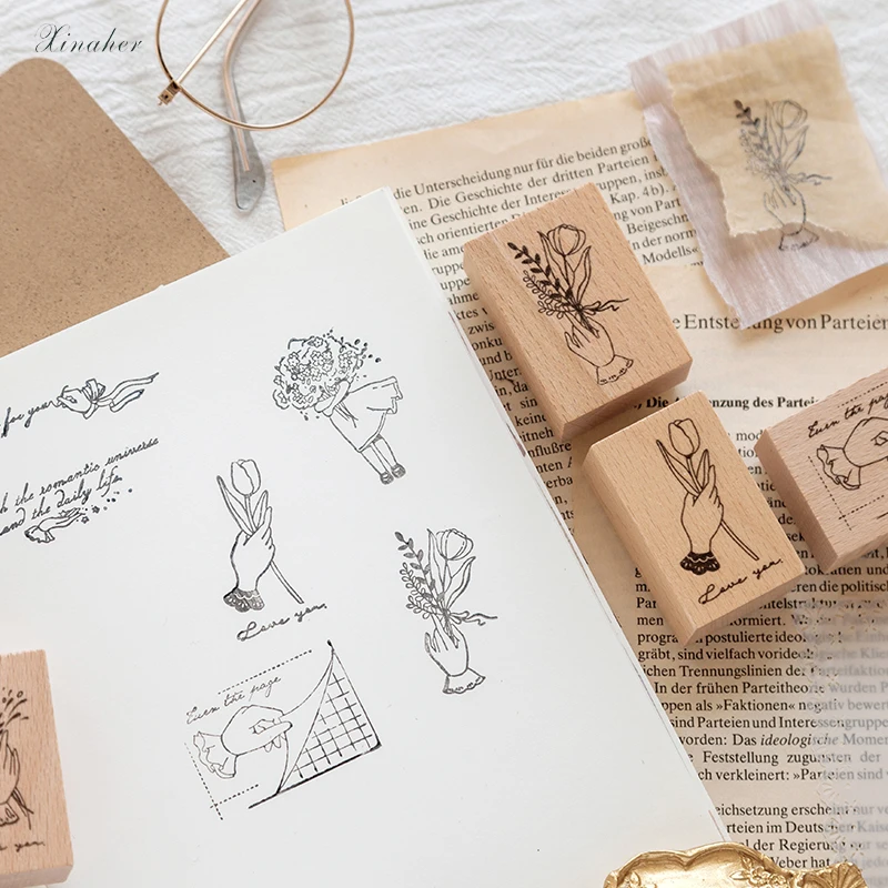 XINAHER винтажная девушка цветок жест украшение штамп для скрапбукинга