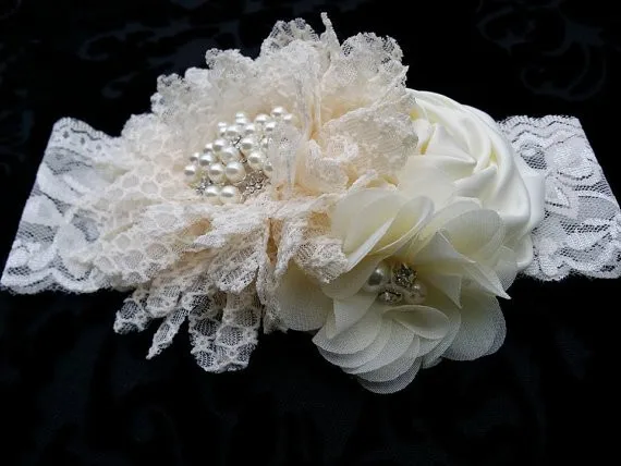 Детские Винтажные заколки тюрбан для волос кружевные повязки с большим цветком