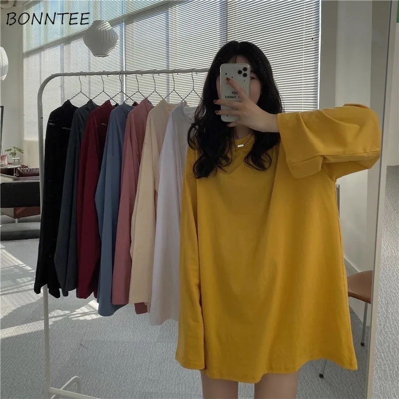 Футболки женские весенние хипстерские модные Уютные однотонные рубашки с