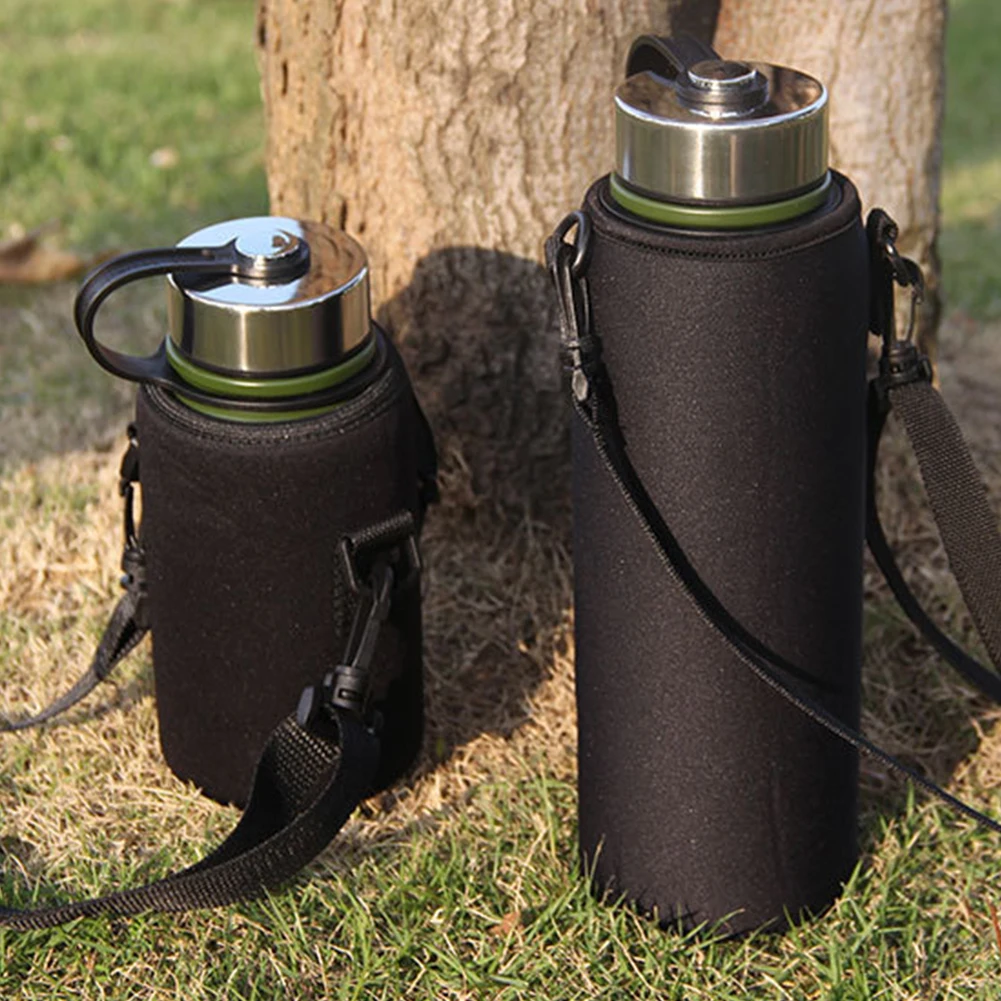 

610-1500ml Water Bottle Cover Bag Pouch Water Drink Kettle Pouch Holder Shoulder Strap Bottle Carrier Insulated Bag Ourdoor Tool