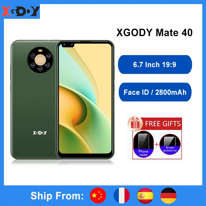 

XGODY Mate40 Smartphone Android 8.1 6.7" 19:9 Full Screen 1GB 8GB Quad Core 5MP Camera 2800mAh GPS WiFi 3G Dual SIM Mobile Phone