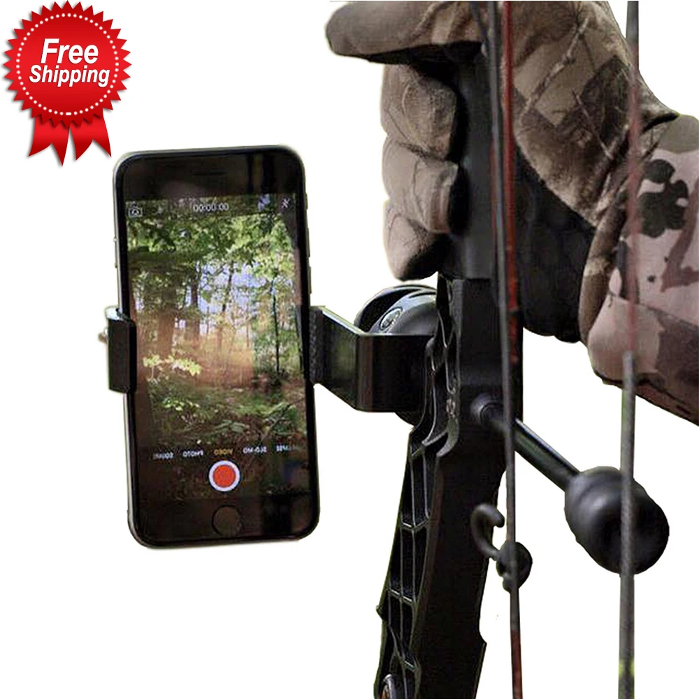 

Smartphone Camera Bow Mount Phone Holder on Recurve and Compound Bow Accessory Practice and Hunting