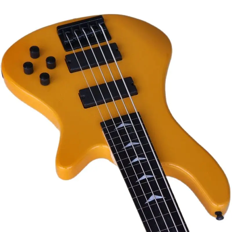5 string fretless aber mit fret linie elektrische bass gitarre 43 zoll orange solid linde körper hochglanz finish bass gitarre free global shippi