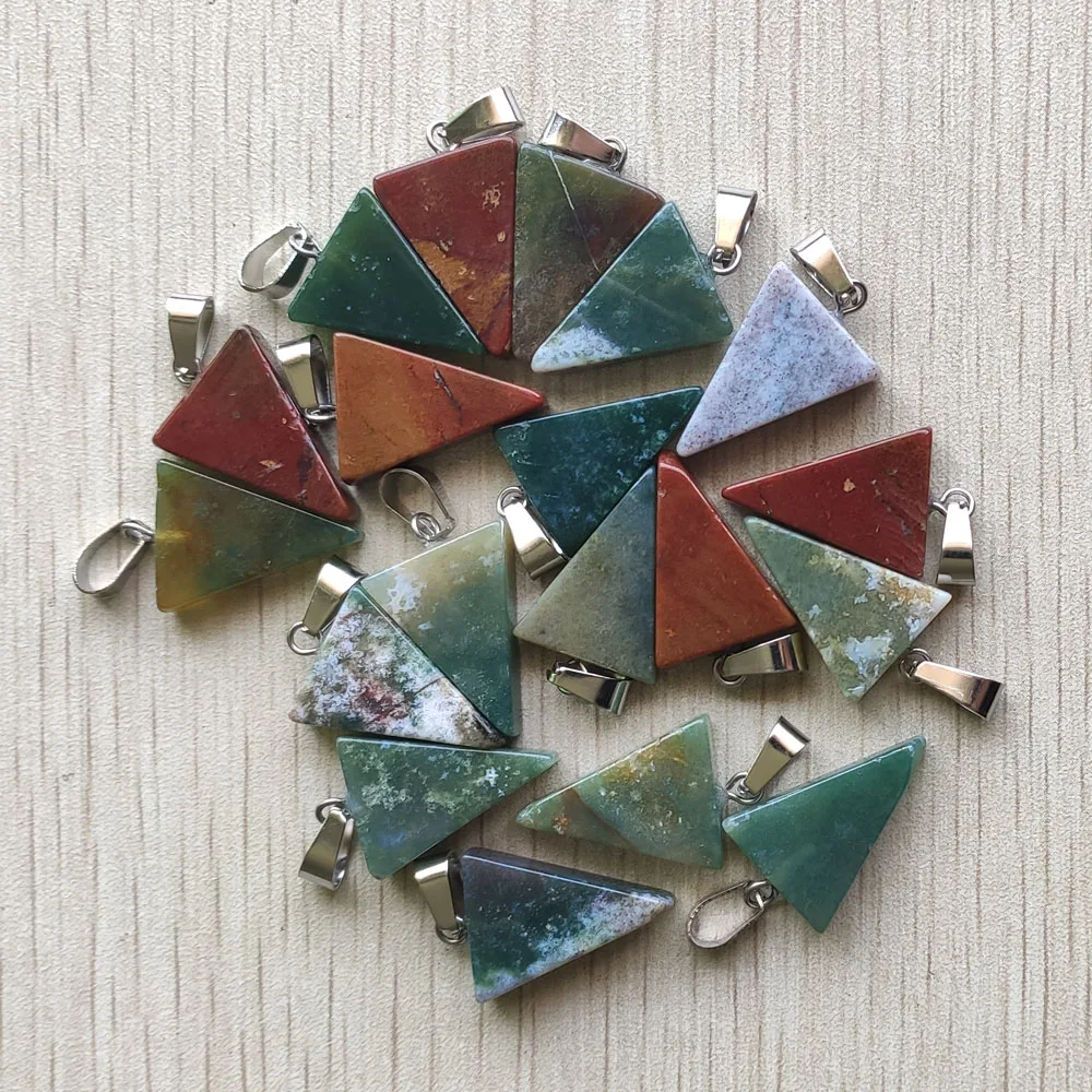 

Wholesale 50pcs/lot New Fashion natural india onyx triangle shape pendants for jewelry accessories making free shipping
